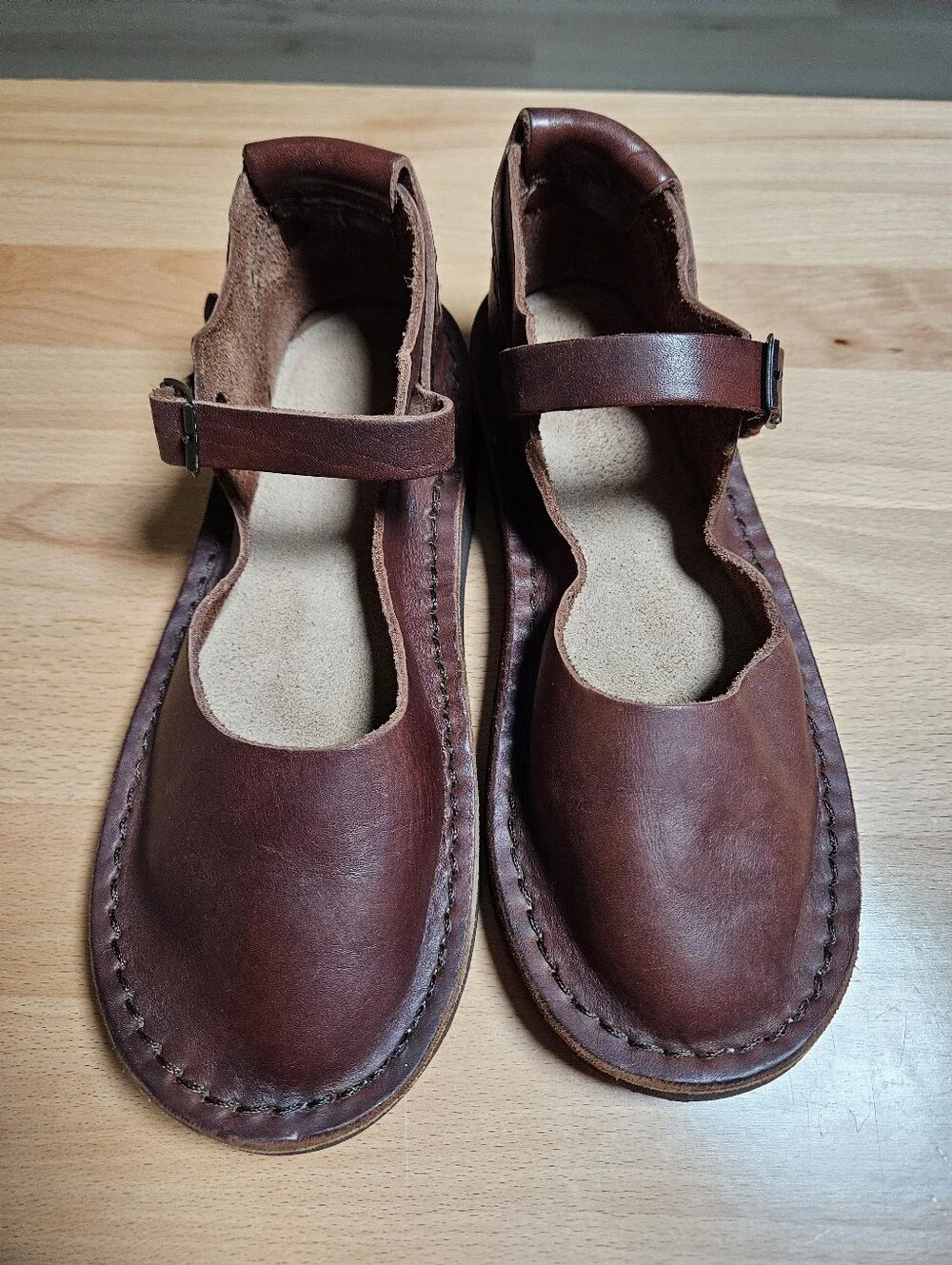 TrekLeather Tex Mary Jane Brown Leather Sandal Women's EU37